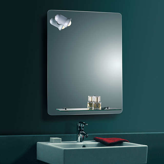 RECTANGULAR BATHROOM WALL MIRROR WITH SHELF AND LIGHT 18M070 70cmx50cm