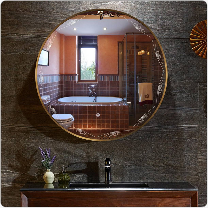 Zhuotai LED Bathroom Mirror with Metal Frame in Gold Finishing 