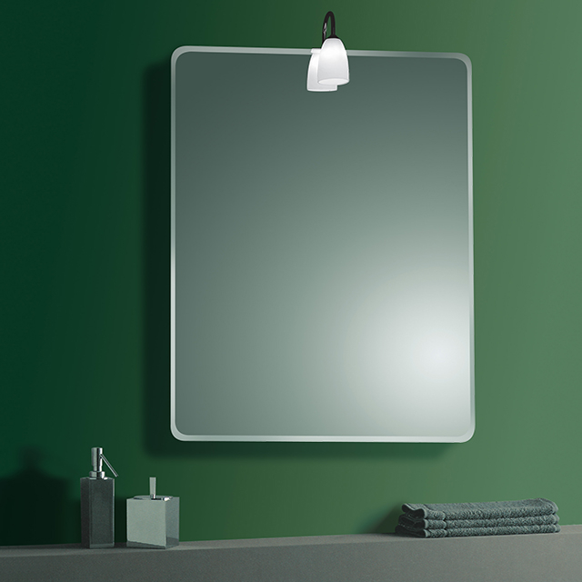 RECTANGULAR BATHROOM MIRROR WITH BEVEL AND LIGHT 18M048 70cmx50cm