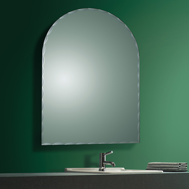 Plain Arch Bathroom Wall Mirror Modern Stylish With Wave Bevel edge 70cmx50cm 18M052
