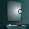 METAL BATHROOM WALL MIRROR WITH A SMALL ROUND MAGNIFYING MIRROR 18M068 80cmx60cm