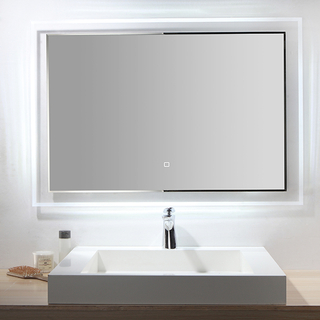 Acrylic Illuminated Bathroom Wall Mirror with Cool White LED Lights, Demister Pad & Touch Switch Operation - 80cm x 60cm 18F029